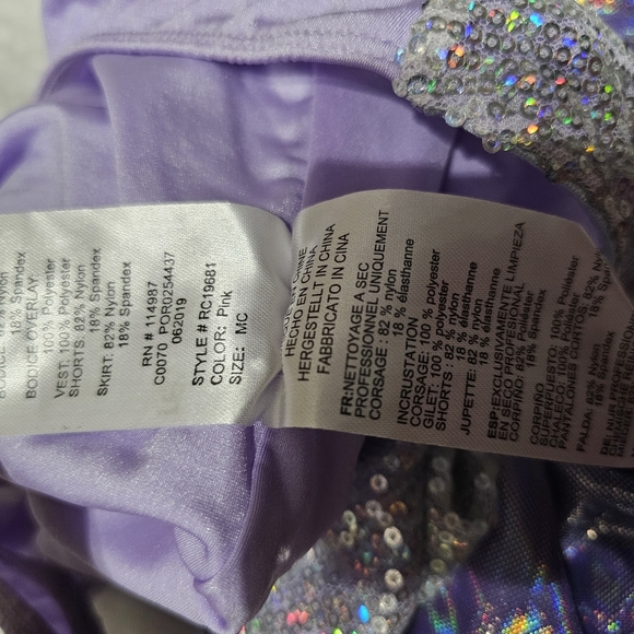 revolution dance Holographic Sequin Purple Silver leotard costume Size Medium 8 - Picture 5 of 6
